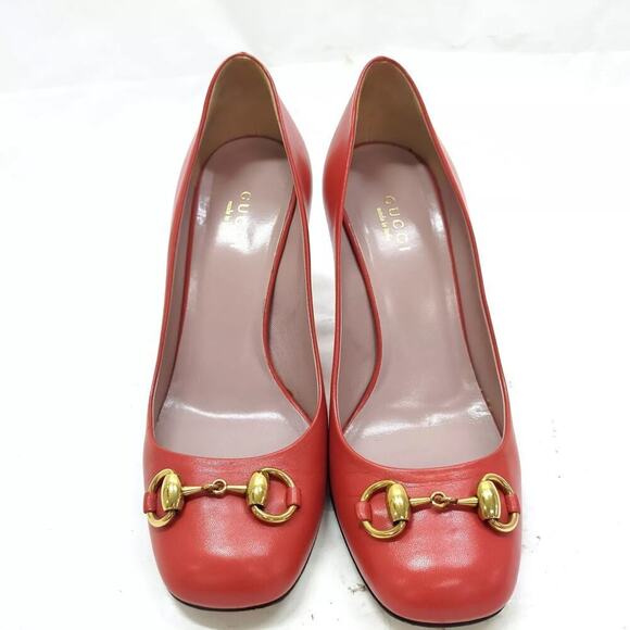 Authentic Gucci Red Leather Horsebit Heels – Size 36 (EU) / 6 (US) - Picture 2 of 7